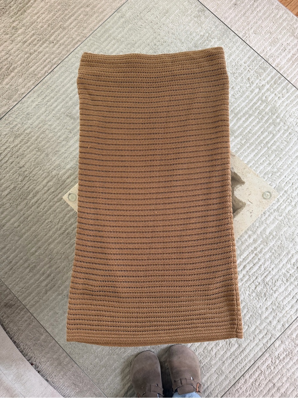 Ralph Lauren Knit Midi Skirt in Camel Brown/Gold
